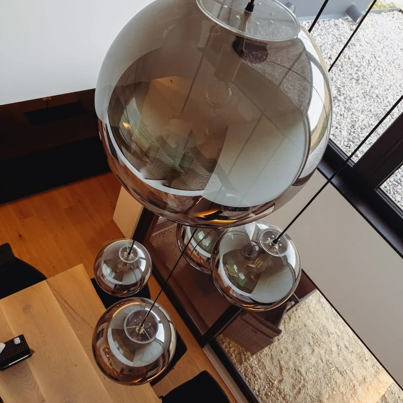 s.luce Orb Glaskugel Hängelampe 150cm Aufhängung Schwarz