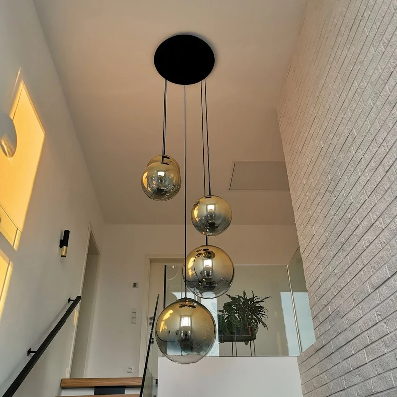 s.luce Orb Glaskugel Hängelampe 150cm Aufhängung Schwarz