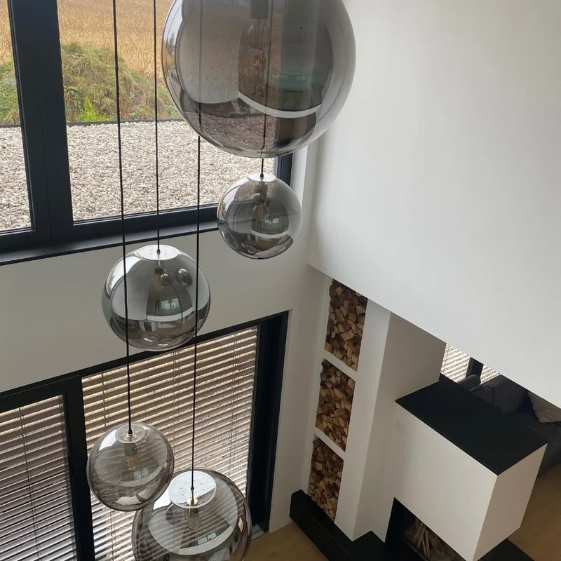s.luce Orb Glaskugel Hängelampe 150cm Aufhängung Schwarz