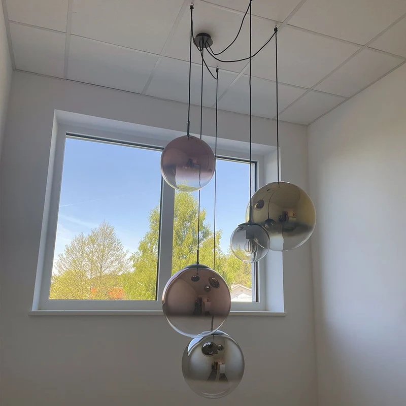 s.luce Orb Glaskugel Hängelampe 150cm Aufhängung Schwarz