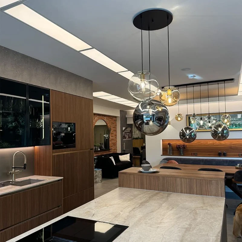 s.luce Orb Glaskugel Galerieleuchte 500cm Aufhängung Schwarz