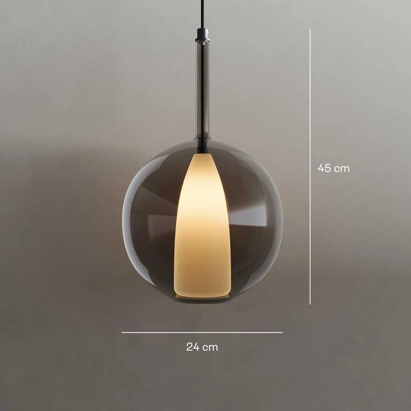s.luce Belluna Glas-Pendelleuchte 150cm Textilkabel