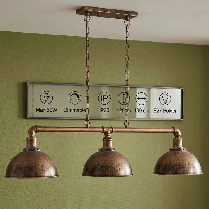 Ketten Hängelampe 3-flammig – Vintage Industrie Billardlampe | Ø21cm | E27 ~3543