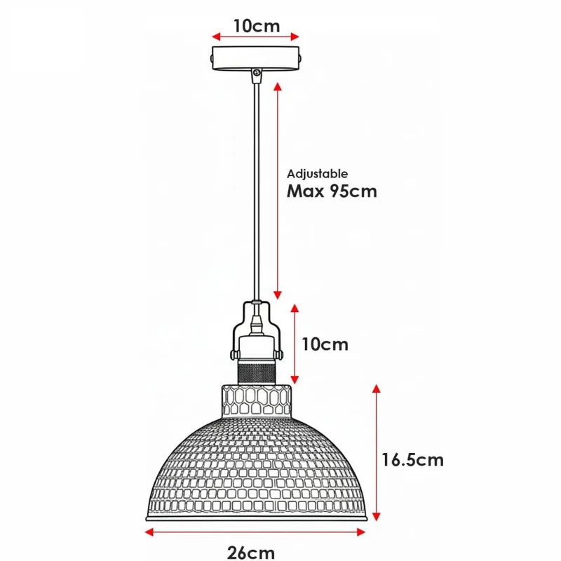 Retro Manufakturleuchte Gehämmert – Industrie Hammeroptik Pendelleuchte | Ø26cm | E27 ~3491
