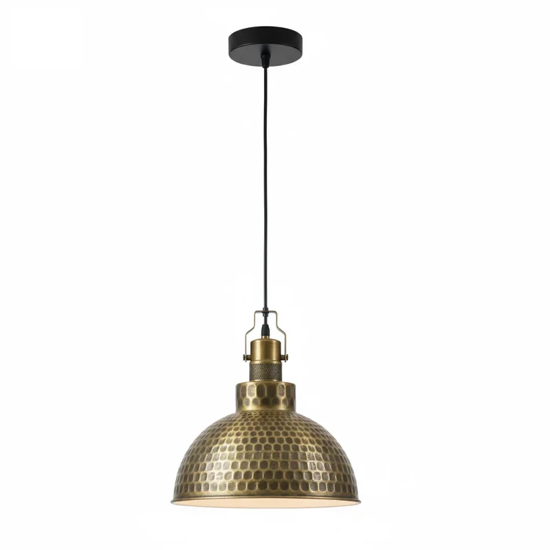 Retro Manufakturleuchte Gehämmert – Industrie Hammeroptik Pendelleuchte | Ø26cm | E27 ~3491