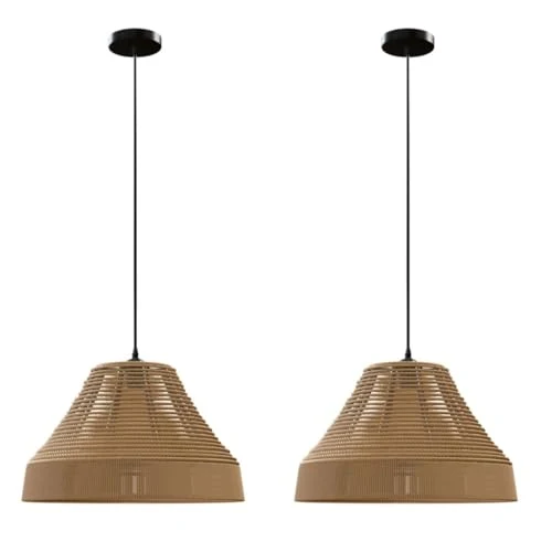 Ledsone 2er Set Boho Hängeleuchten aus Hanfseil Pendellampen ~3489