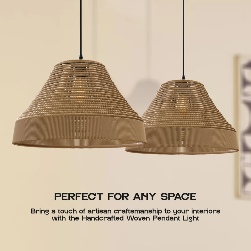 Ledsone 2er Set Boho Hängeleuchten aus Hanfseil Pendellampen ~3489
