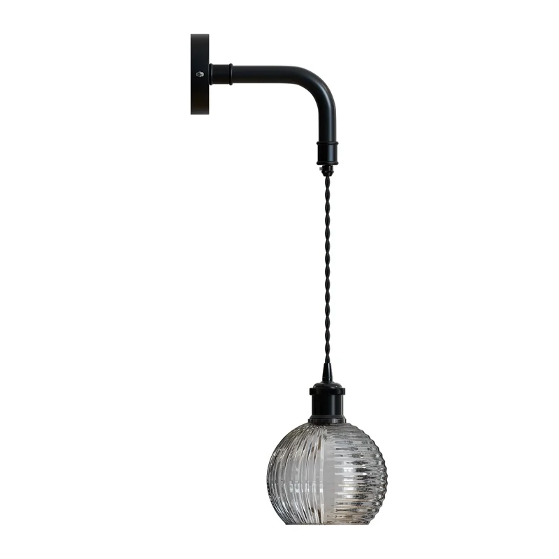 Moderne Wandlampe aus geripptem Glas | E27 Fassung ~3488