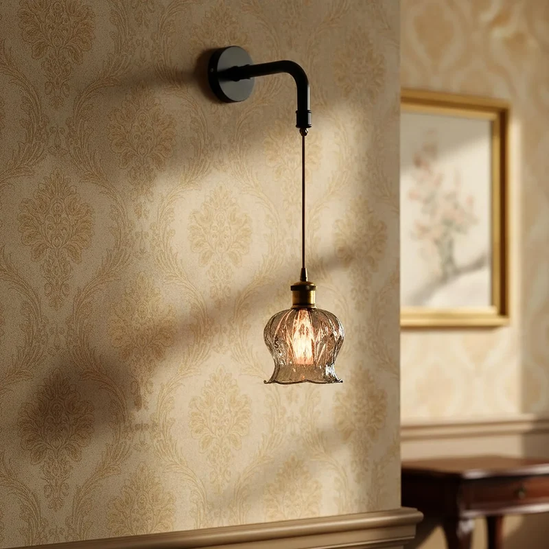 Moderne Wandlampe aus geripptem Glas | E27 Fassung ~3488