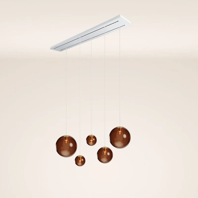 s.luce Orb 5-flammige Esstischlampe 2-reihig 160cm