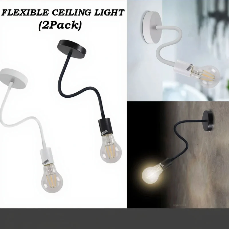 2er Pack Schwanenhals Wand & Deckenleuchte flexibel Lampe ~3480