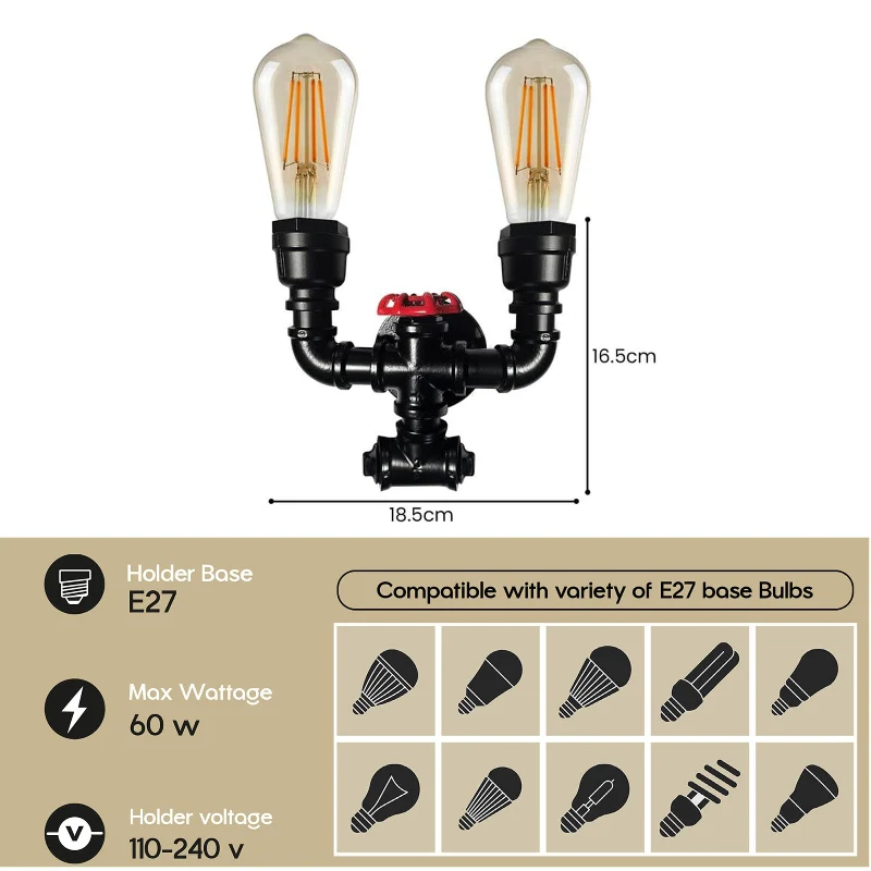 Steampunk Wandlampe Gebürstetes Kupfer Wandleuchten ~3475