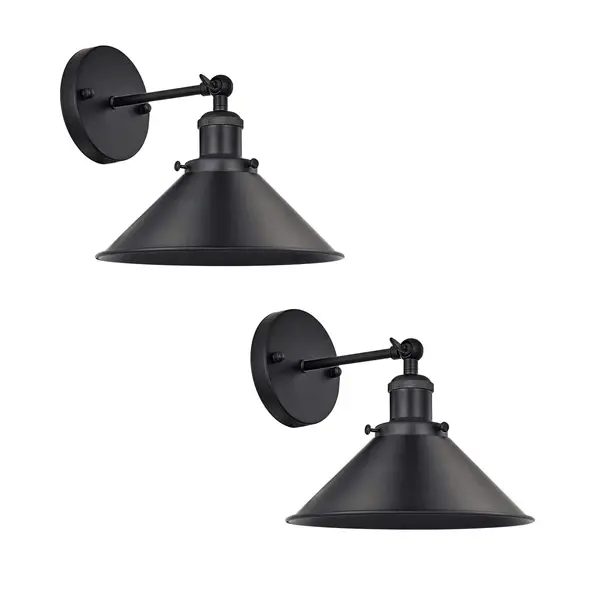 Industrie Verstellbare Wandleuchte Schwarz mit E27~3476