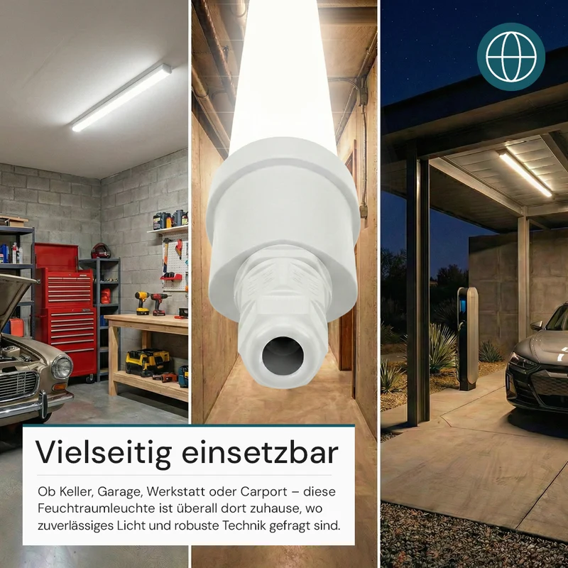 LED Feuchtraumleuchte, 60 cm, 9 W, 990 lm, 4000 K (neutralweiß), IP65, Fast Connector