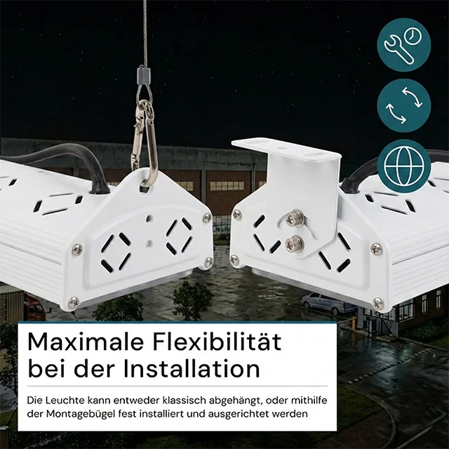 LED-Hallenleuchte, linear, 200 W, 24000 lm, 5000 K (neutralweiß), IP65, EPISTAR LED, weiß