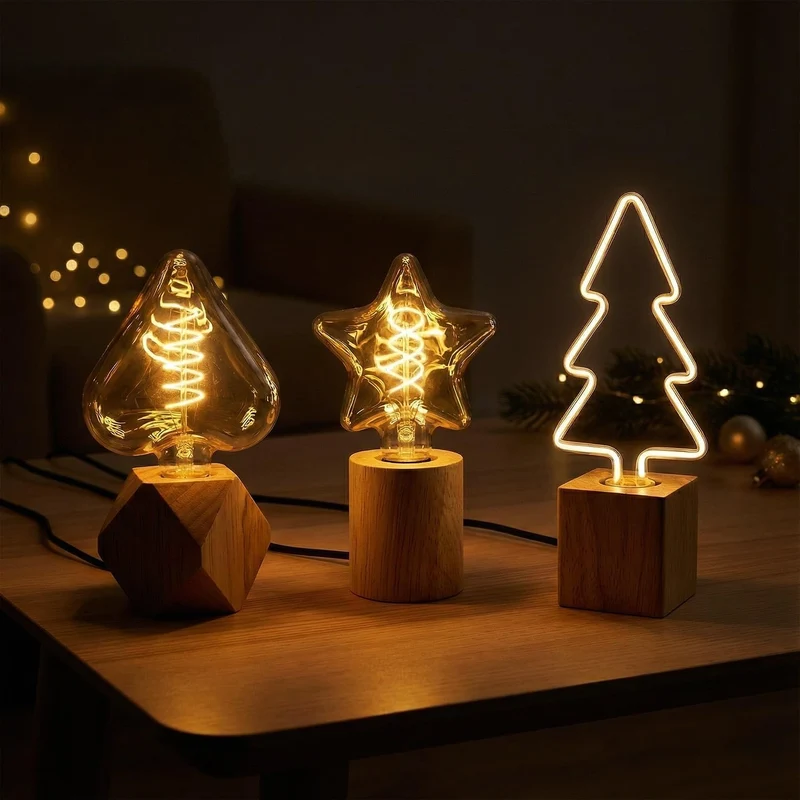 Dreifach-Holztischlampen für stimmungsvolle Beleuchtung~3448