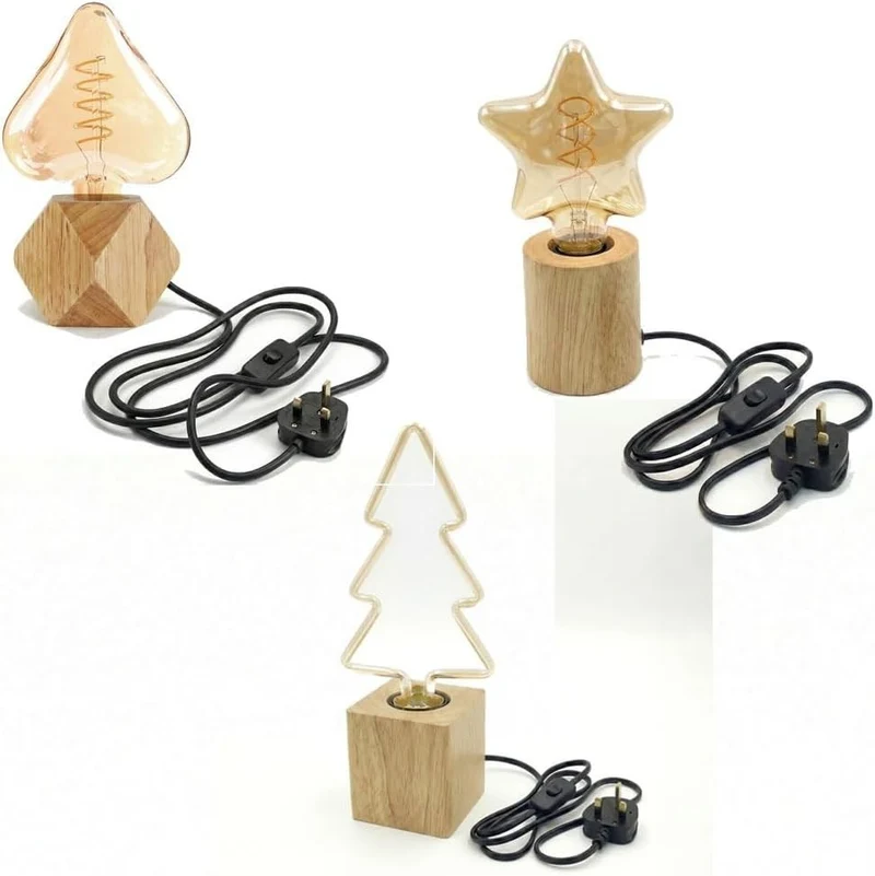 Dreifach-Holztischlampen für stimmungsvolle Beleuchtung~3448