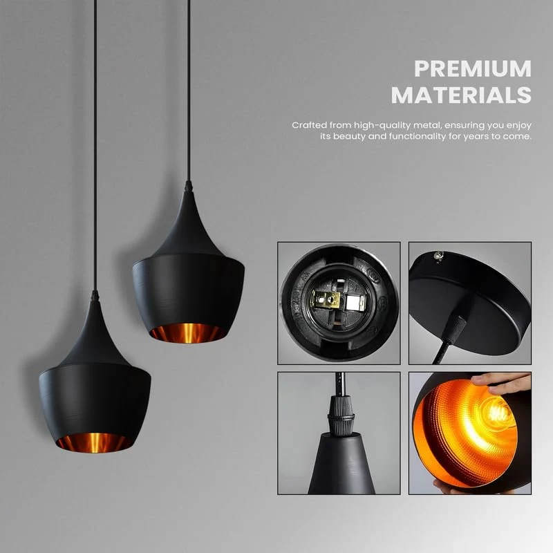 Pendelleuchte Schwarz/Gold - Modern & Einstellbar ~3447