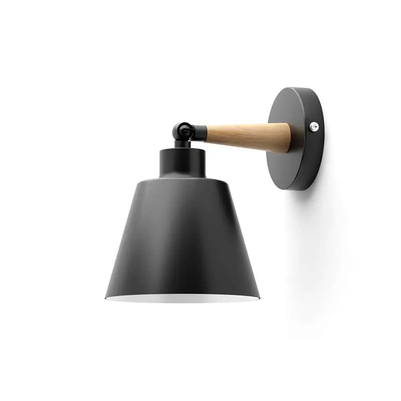 Moderne Wandleuchte aus Metall und Holz | um 180° Drehbar~3443