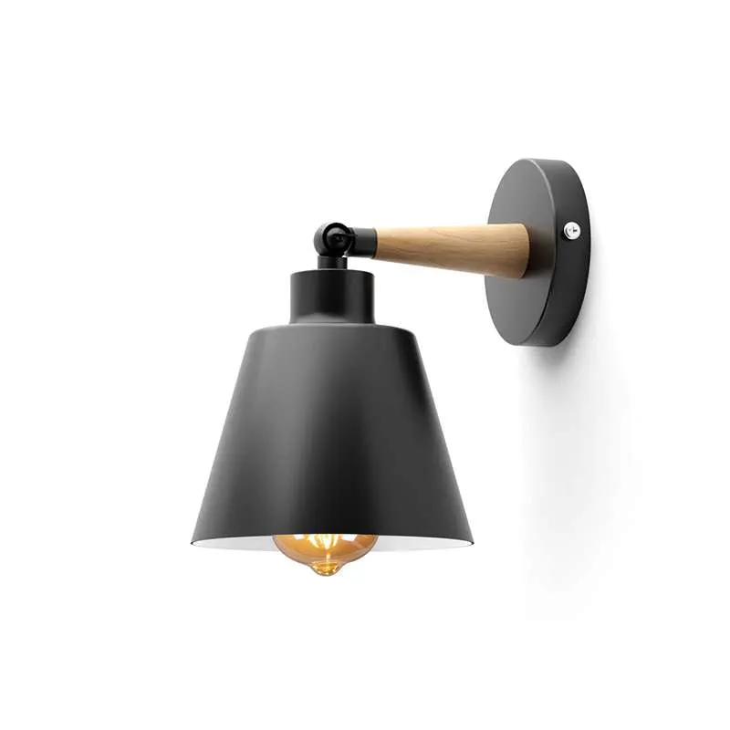 Moderne Wandleuchte aus Metall und Holz | um 180° Drehbar~3443