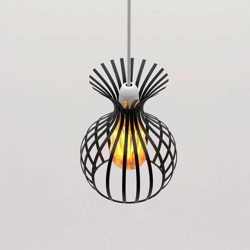 Geometrischer schwarzer Metall Draht Käfig Lampenschirm ~3439