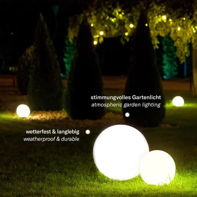 s.luce Globe pro langlebige Garten Außenkugel Weiß