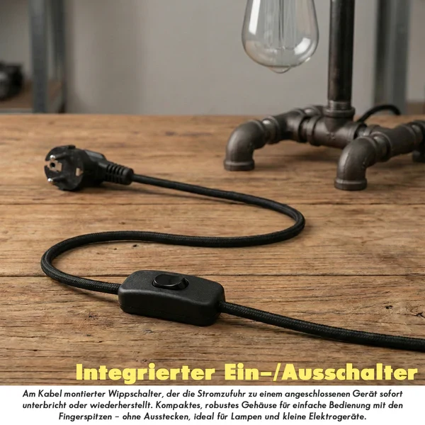 Vintage schwarz pendelleuchte mit kabelschalter | DIY 3-adriges Kabel ~3535