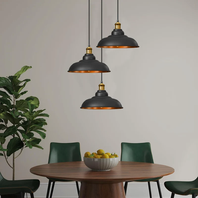 3 lichtern industrielle schwarz mit goldenem Pendelleuchte | Billardtisch Lampe ~3532