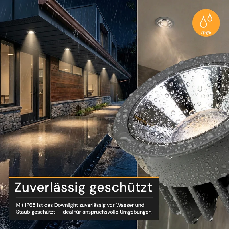 LED Einbauleuchte CCT Downlight, 18 W, 2700–6500 K, IP65, CRI90