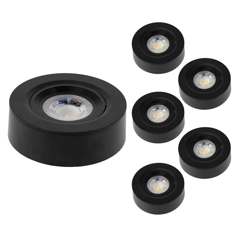 LED CCT Downlight, Ein- und Aufbaustrahler, schwenkbar, in Schwarz, 5 W, 500 lm, 38°, 3000K-6500K einstellbar
