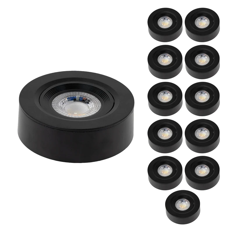 LED CCT Downlight, Ein- und Aufbaustrahler, schwenkbar, in Schwarz, 5 W, 500 lm, 38°, 3000K-6500K einstellbar