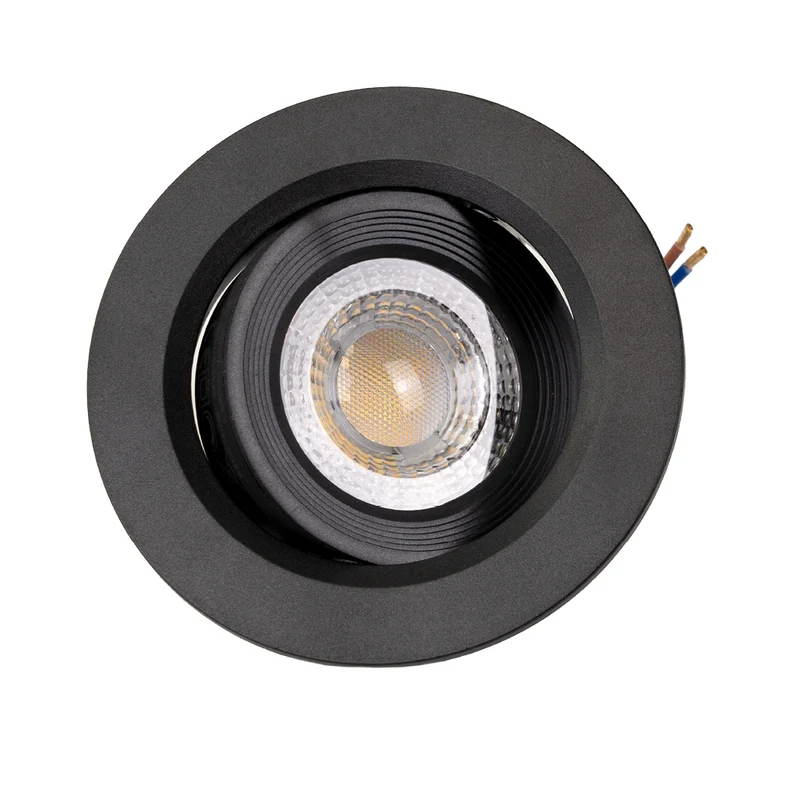 LED CCT Downlight, Ein- und Aufbaustrahler, schwenkbar, in Schwarz, 5 W, 500 lm, 38°, 3000K-6500K einstellbar