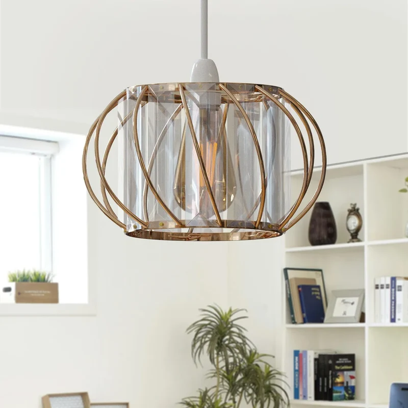 Moderner Kristall Glas Lampenschirm Metallkäfig | Ø 16 cm | E27 ~3438