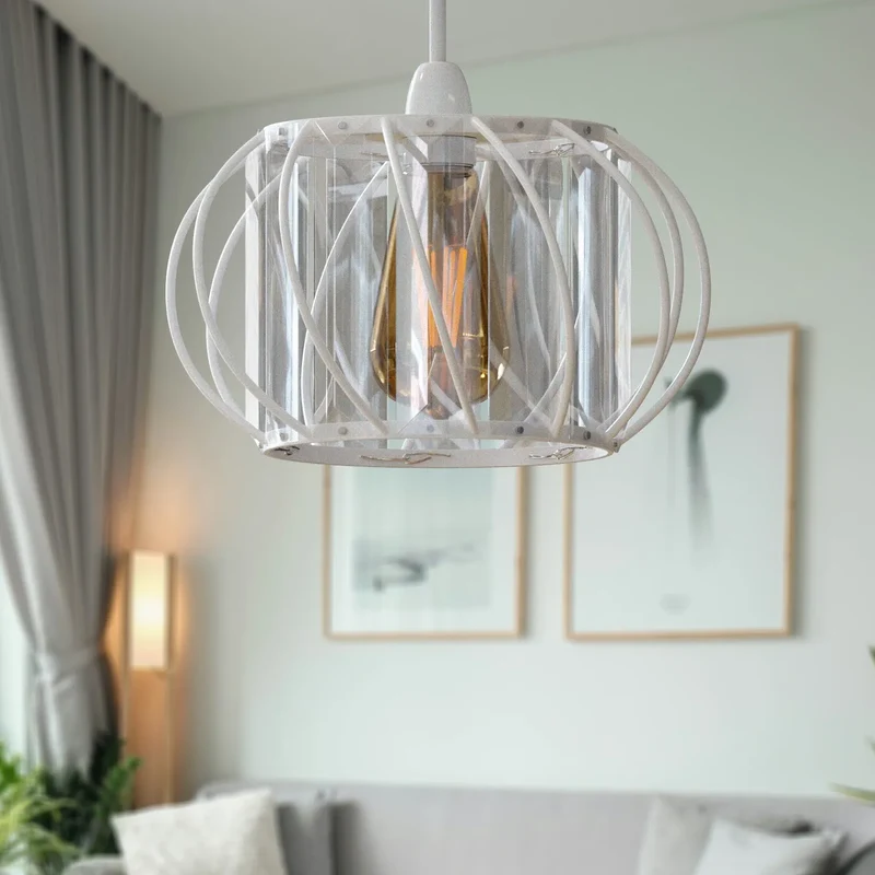 Moderner Kristall Glas Lampenschirm Metallkäfig | Ø 16 cm | E27 ~3438