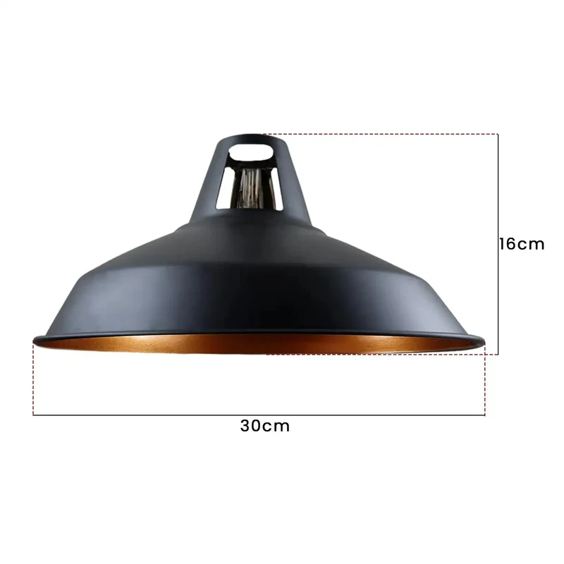 Einfache Montage Industrial Lampenschirm Metall Schwarz Gold ~3437