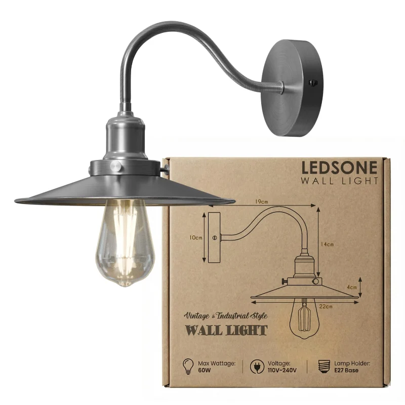 LEDSONE Vintage Wandlampe Ø22cm Metall Industrie ~ 3435
