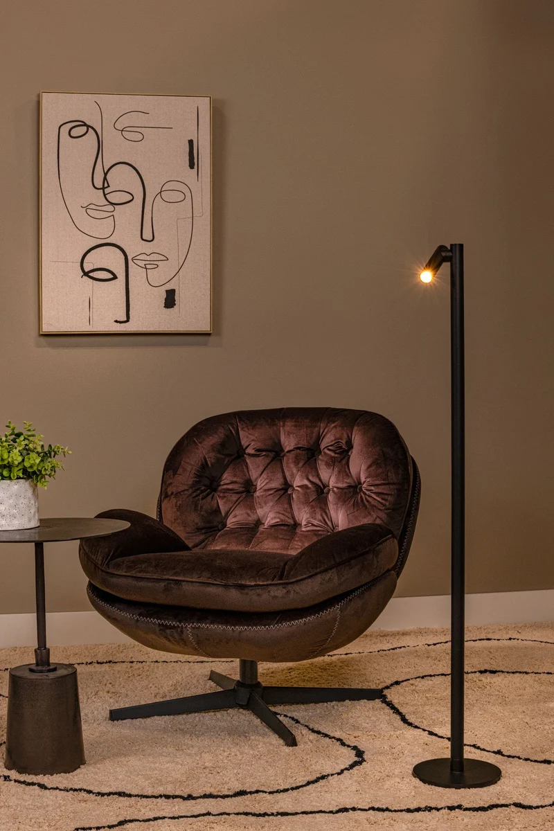 LED-Stehleuchte Antrim mit Lesearm, Akku und Touchdimmer, Schwarz, 120cm