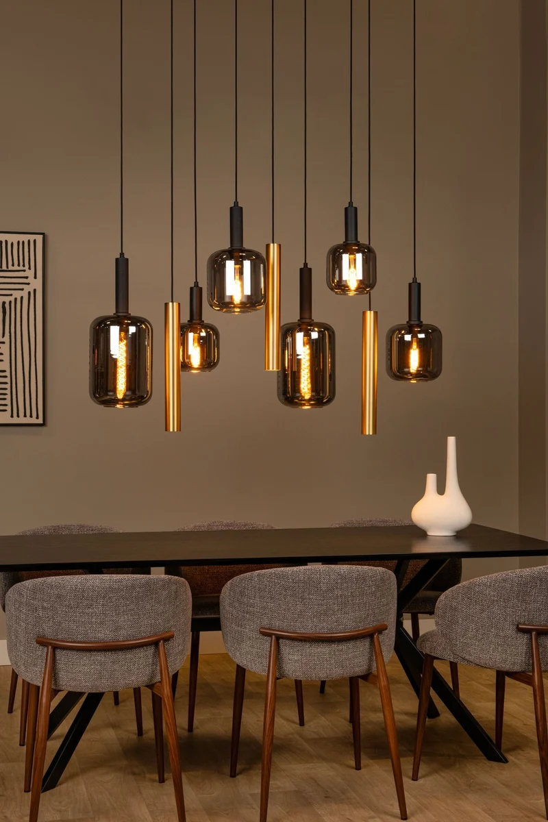 Hängeleuchte Joanet 2-flammig mit Glasschirm oval