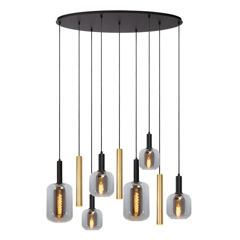 Hängeleuchte Joanet 2-flammig mit Glasschirm oval