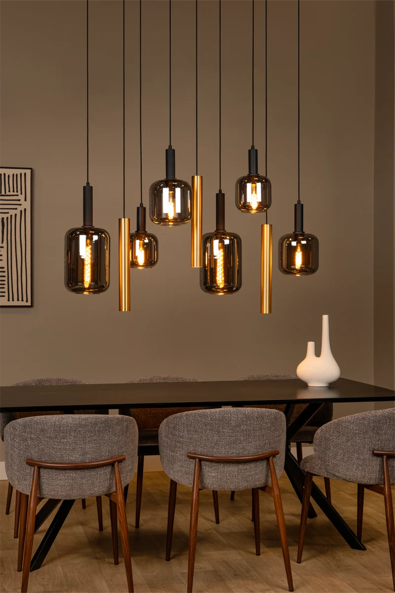 Hängeleuchte Joanet 2-flammig mit Glasschirm oval