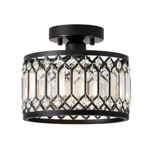 LED Elegante Schwarze Kristall Deckenleuchte E27 ~3398