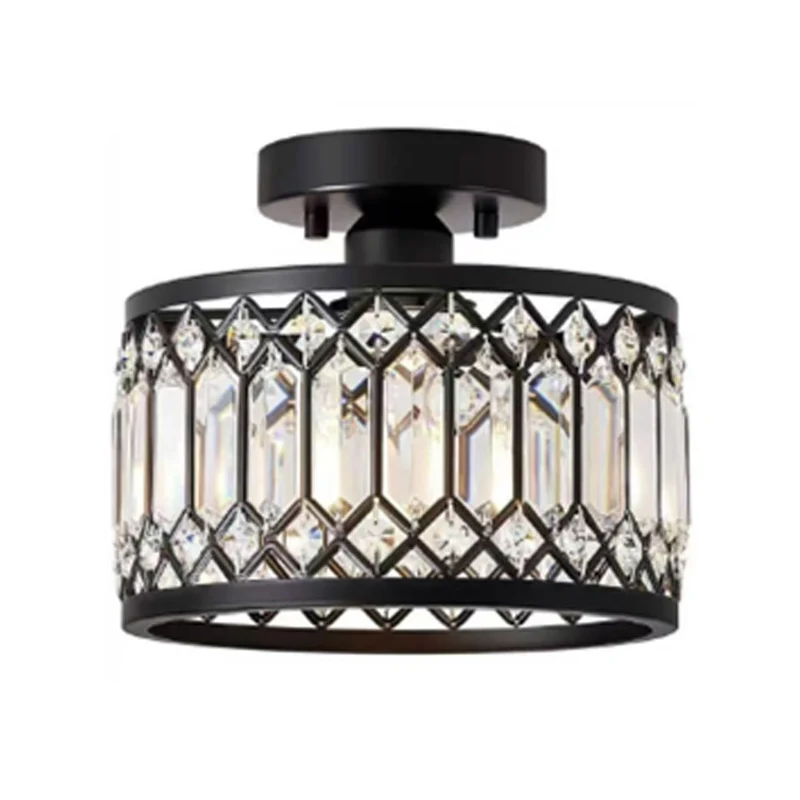 LED Elegante Schwarze Kristall Deckenleuchte E27 ~3398