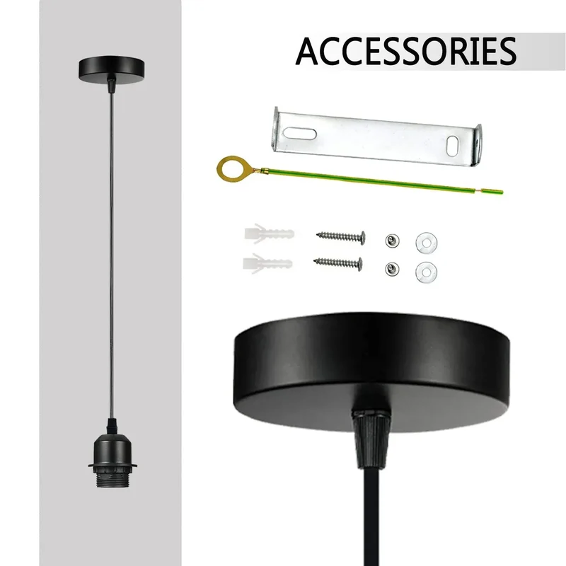 10er-Pack Schwarze Pendelleuchten mit E27-Fassung, PVC-Kabel~3394
