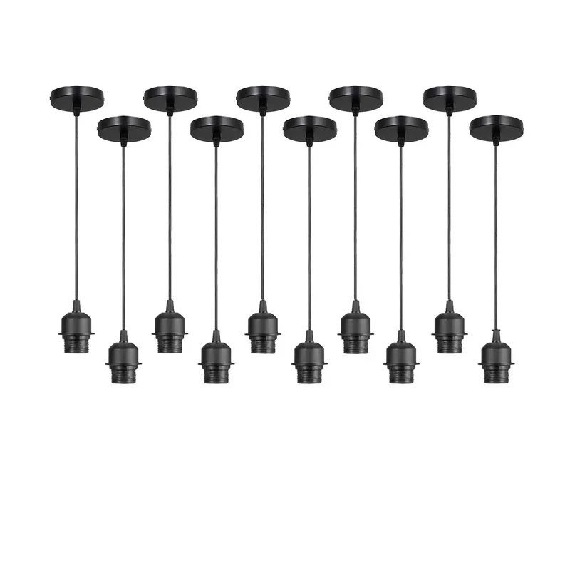 10er-Pack Schwarze Pendelleuchten mit E27-Fassung, PVC-Kabel~3394