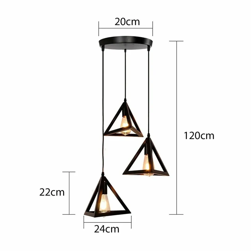 Moderne Schwarze 3 Kopf Pendelleuchte mit Verstellbarem Kabel~3461