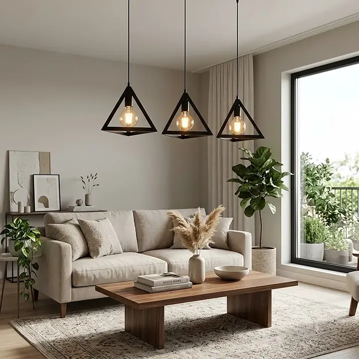 Industrielle Loft-Deckenleuchte aus Metall mit 3 Leuchten~3460