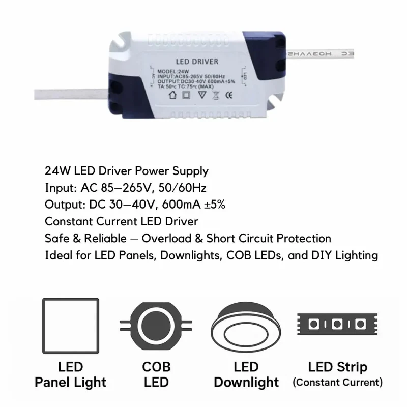 LEDSONE LED Treiber 24W - Konstantstrom 600mA, High Power Trafo ~3456