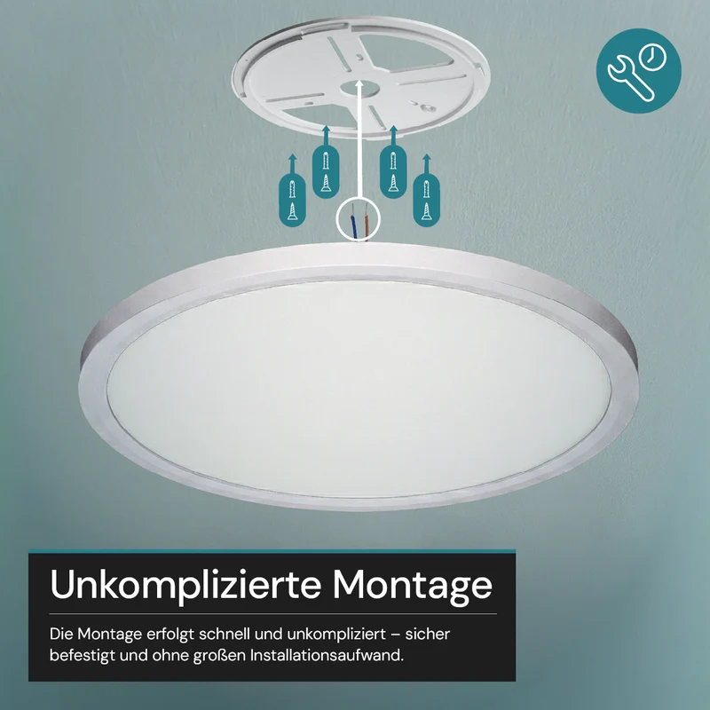 LED Panel, Ø50 cm, weiß, rund, 42 W, 4200 lm, Lichtfarbe einstellbar 3000 – 6500 K, Slim Design