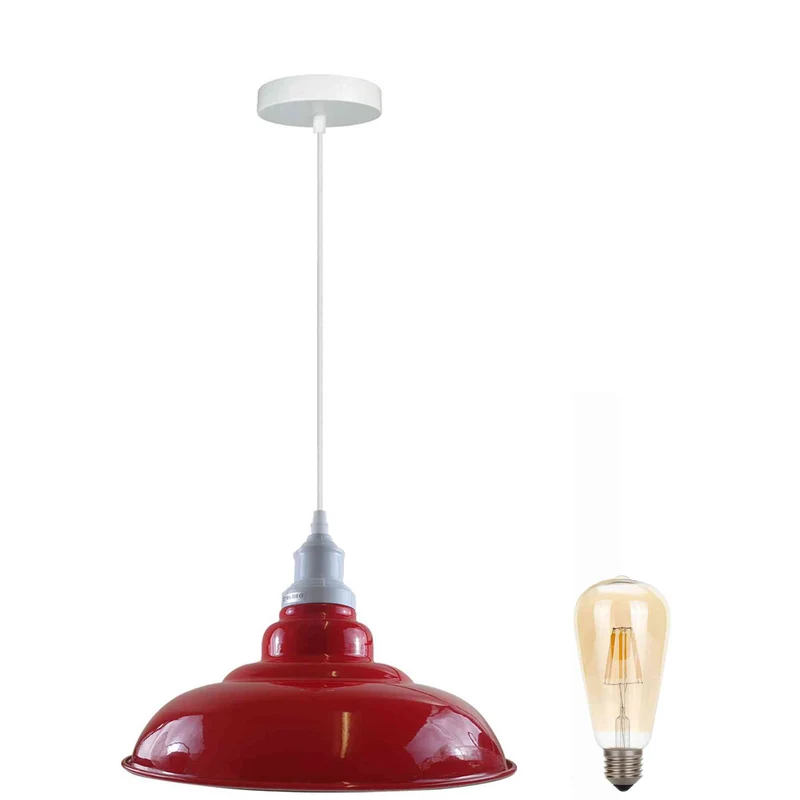 Retro Hängelampe Rot E27 Vintage Pendellampe Ø 32 cm ~3393