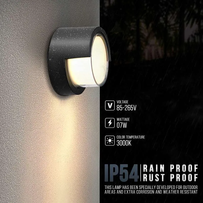 LED Außenwandleuchte IP54 Rund Fassadenlampe ~3389